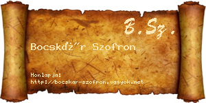 Bocskár Szofron névjegykártya